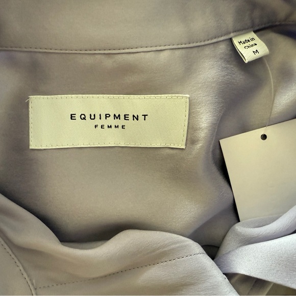 EQUIPMENT Signature Silk Satin Shirt In Languid Lavender Purple, Medium, NEW - Picture 6 of 7